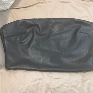 Babaton Black Leather Crop Top